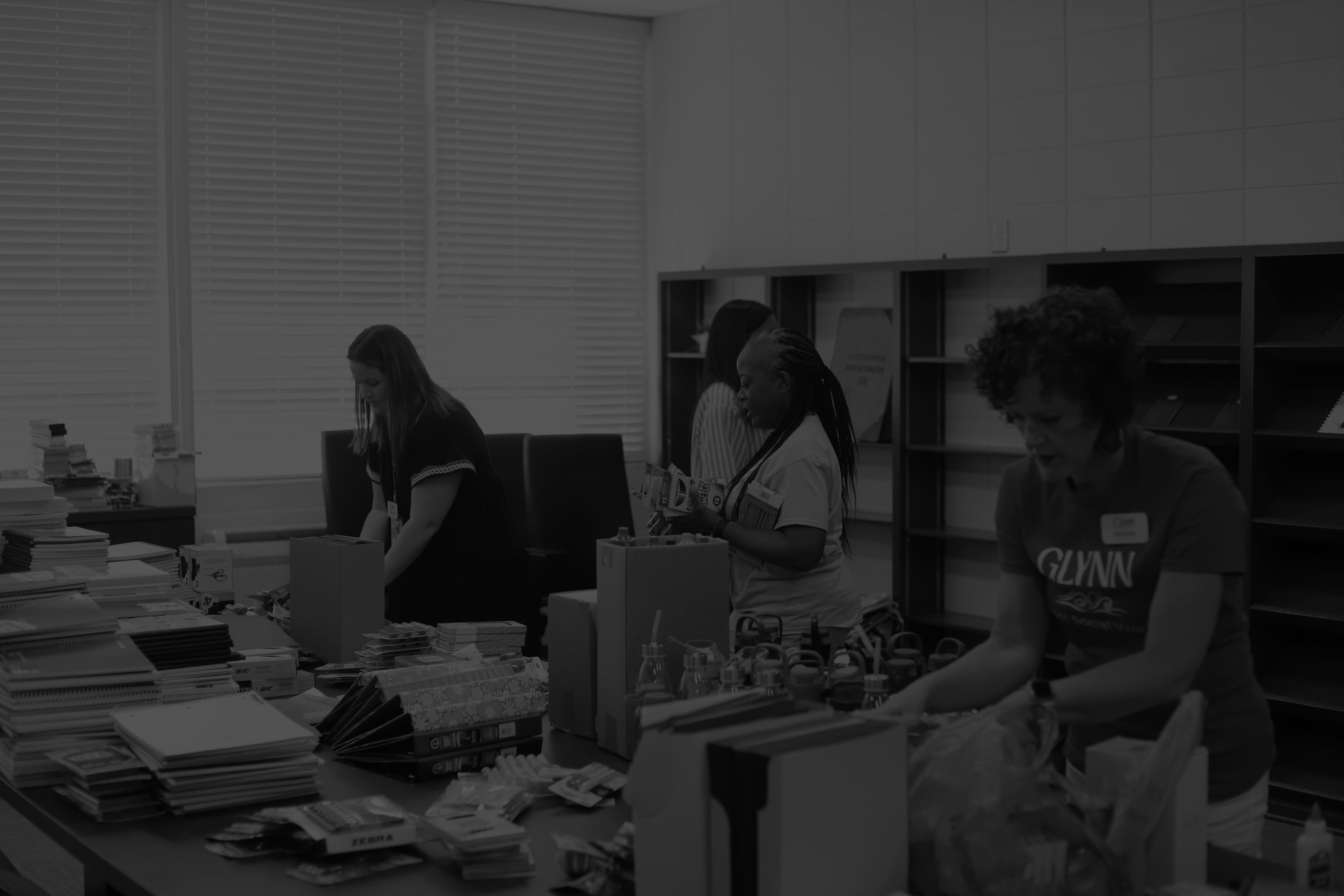 School Social Workers sorting supplies